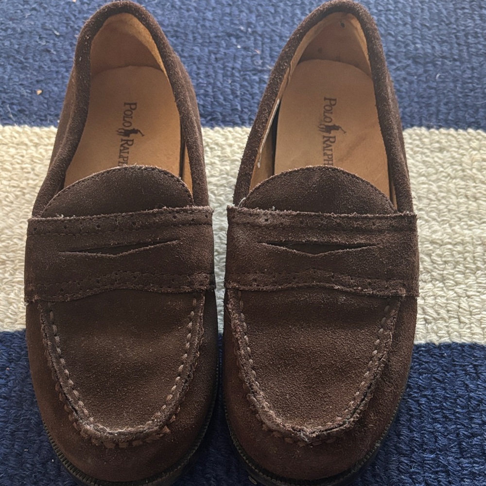 EUC Polo by Ralph Lauren Brown Suede Kids Dress Shoes Sz 2.5